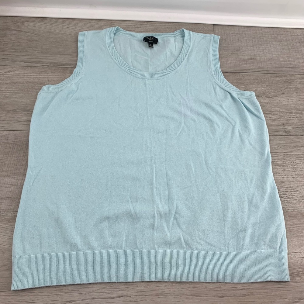 Talbots Woman Blue Pima Cotton Blend Sleeveless Sweater Shell Tank Top 1X